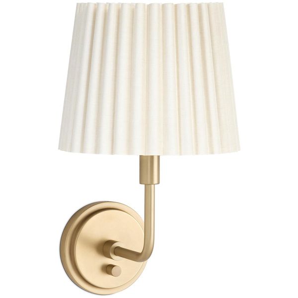 Polly Single Arm Sconce, Natur Brass/Heritage Plaid