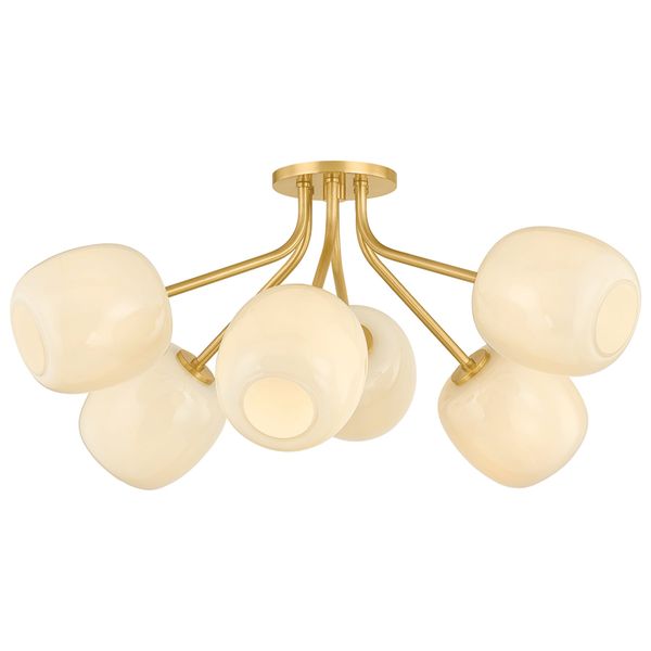 Lisette 8 Light Semi Flush, Aged Brass