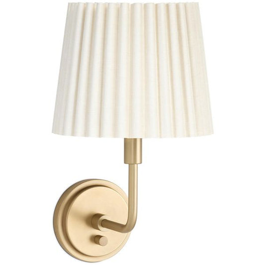 Polly Single Arm Sconce, Natur Brass/Heritage Plaid