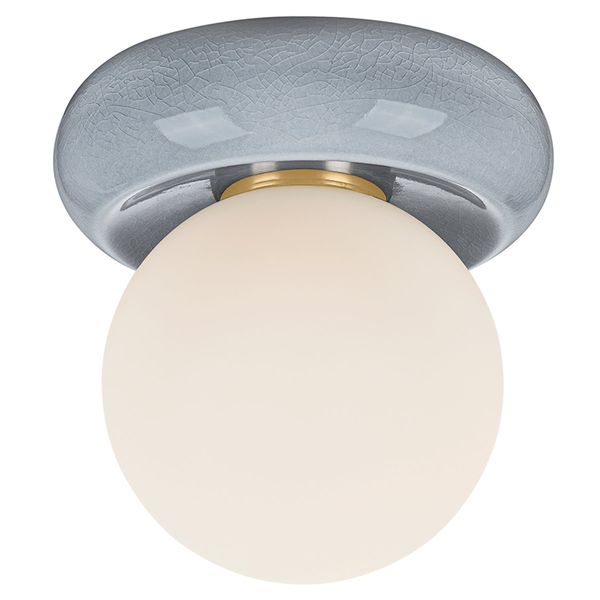 Tyra Flush Mount, Aged Brass/Ceramic Elfenbein Crackle