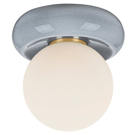 Tyra Flush Mount, Aged Brass/Ceramic Elfenbein Crackle