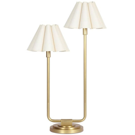 Polly Double Arm Tischlampe, Natur Brass/Umber